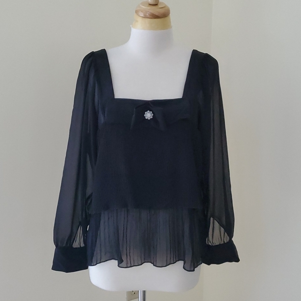 NWT! Zara small pleated long sleeve blouse. - Picture 1 of 8